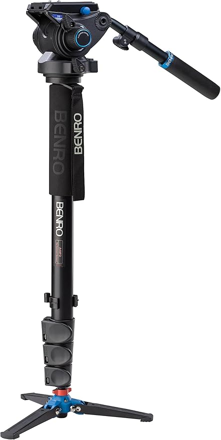 Benro Aluminum Series 4 Monopod w/ 3-Leg Locking Base and S6 Video Head by Benro
