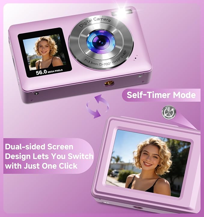 Compact Camera, 56MP Dual-Screen Digital Camera - Image 2