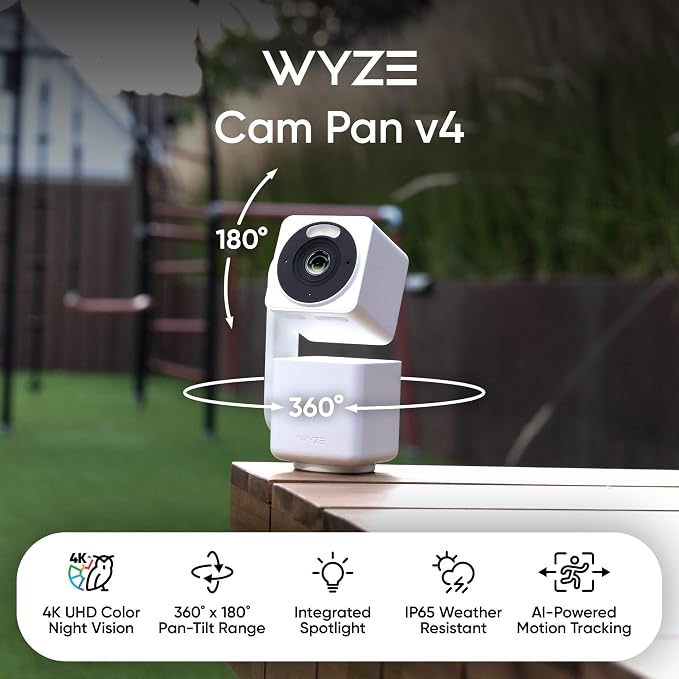 WYZE Cam Pan v4, 4K Smart Security Camera, AI Indoor/Outdoor Cameras - Image 2