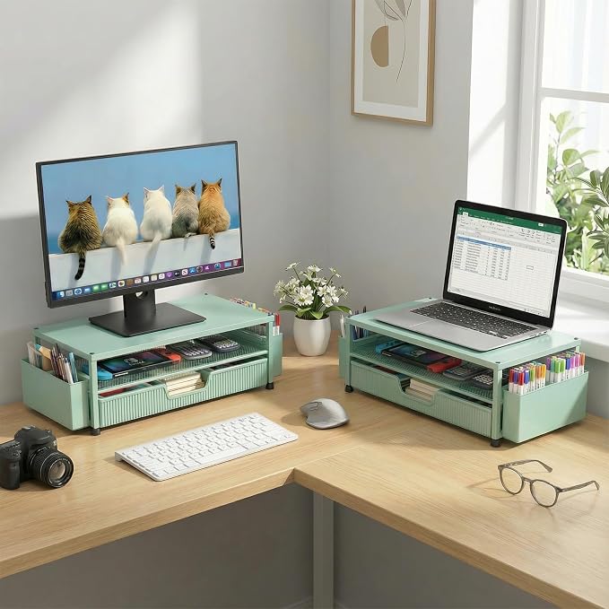 ECOLOVI Desk Organizer and Accessories, 2-Tier Computer Monitor Stand Rise - Image 5