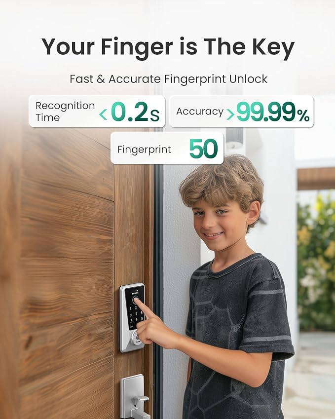 DESLOC Smart Lock D110 Plus, WiFi Fingerprint Smart Front Door Lock - Image 4