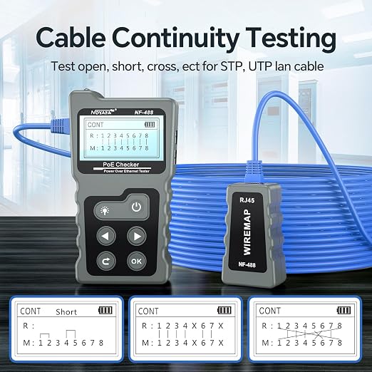 NOYAFA NF-488 POE Cable Tester for Power Over Ethernet, Network Cable - Image 5