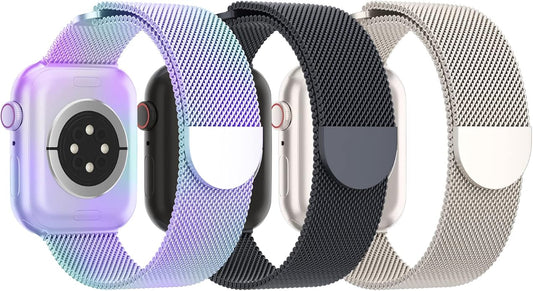 3 Pack Mesh Metal Band Compatible by Steezrd