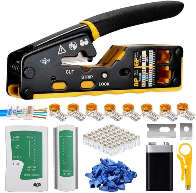 RJ45 Pass Through Crimp Tool Kit, 3-in-1 Ethernet Crimper by DaGodtech