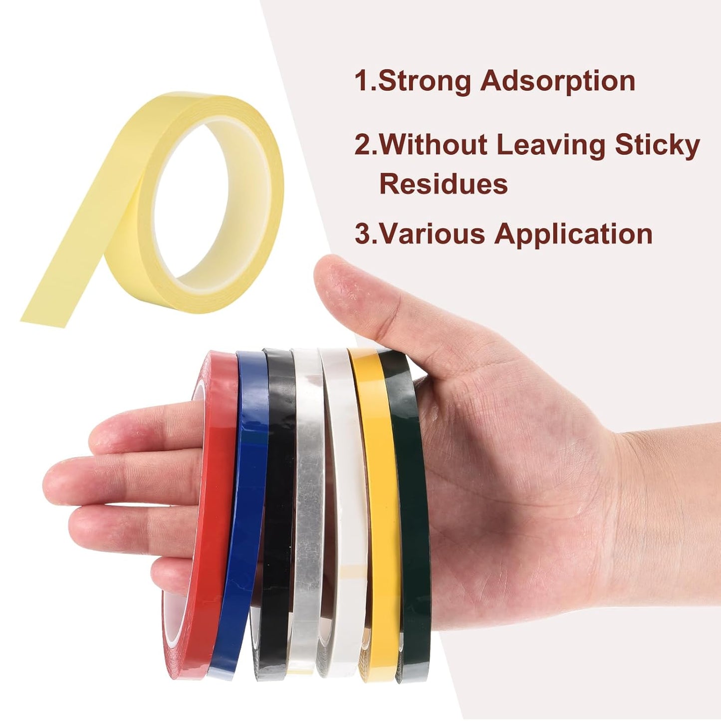 MECCANIXITY 6 Rolls Whiteboard Tape Graphic Chart Tape 25mm 54.7 Yard Art Tape Thin Self-Adhesive Pinstripe Tape Masking Tape for Gift Wrapping Craft Supplies, Light Yellow