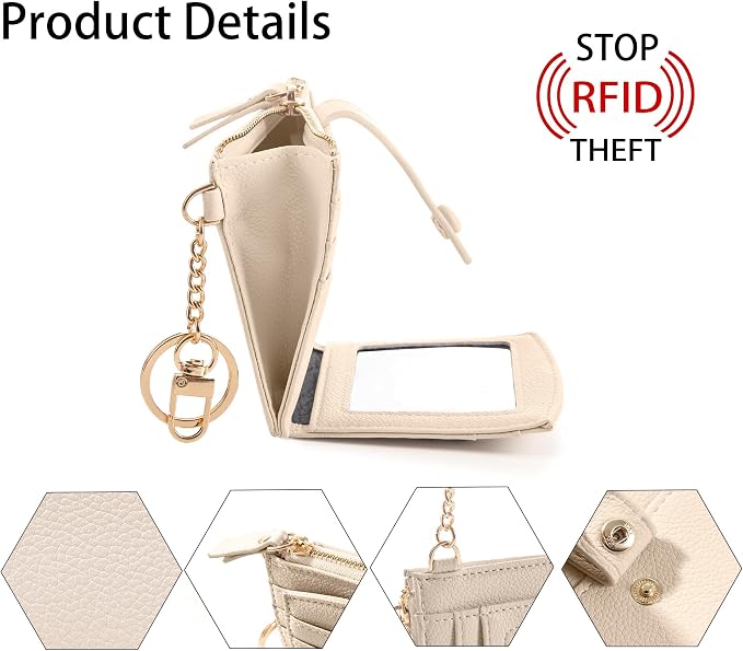 Keychain Wallet Wristlet Small Credit Card Holder Bracelet Key Chain Purse - Image 4