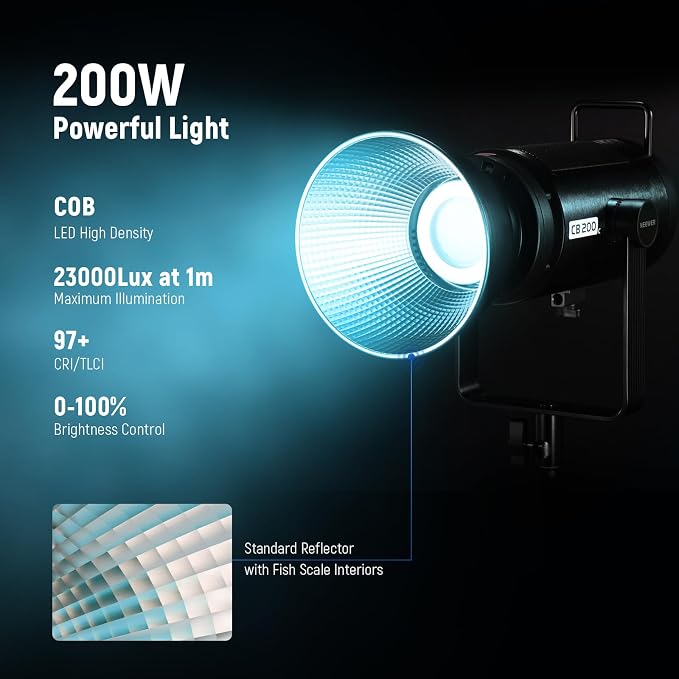 NEEWER CB200C 200W RGBWW COB LED Video Light, APP/2.4G 360° Color 2500K-7500K - Image 3