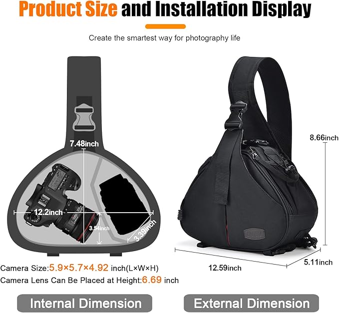 CADeN Camera Bag Sling Backpack Camera Case Waterproof - Image 5