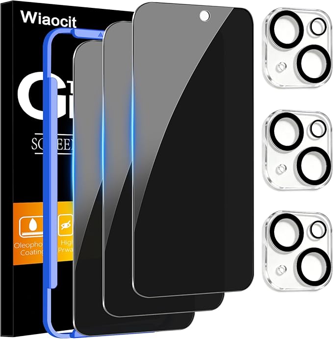 Wiaocit 3 Pack Tempered Glass Privacy Screen Protector by Wiaocit