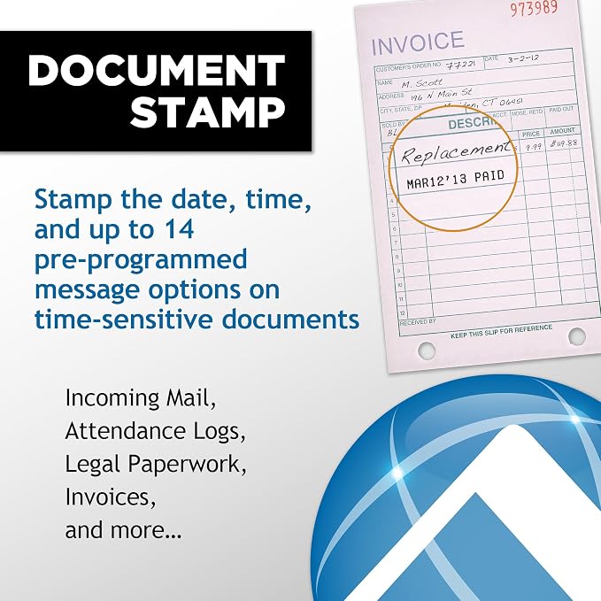 Pyramid Time Systems, Heavy Duty Time Clock & Document Stamp, Metal Base & - Image 6