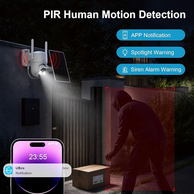 HOSAFE.COM Outdoor Security Camera Wireless, Free Cloud Storage, 360° PTZ - Image 4
