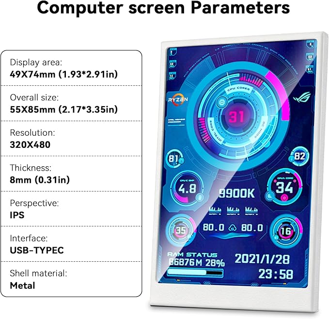 3.5 Inch IPS USB Mini Screen No Installation AIDA64 Pc Case Screen Computer - Image 3