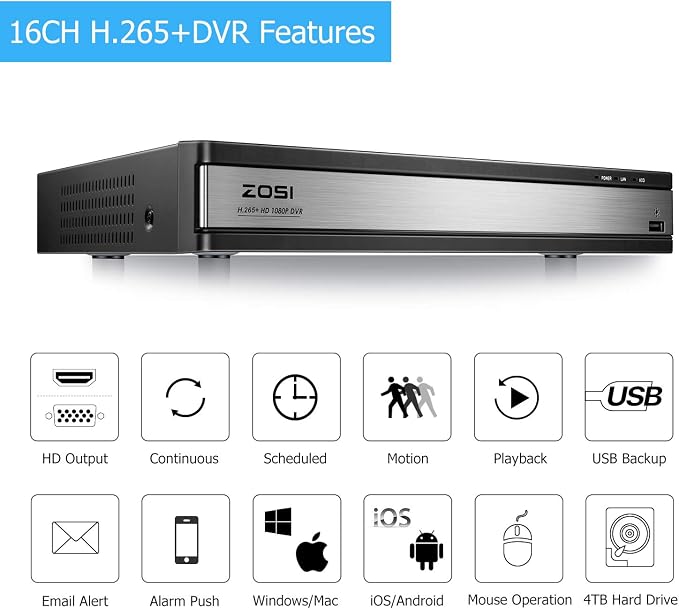 ZOSI H.265+ 1080p 16 Channel Security Camera System - Image 4
