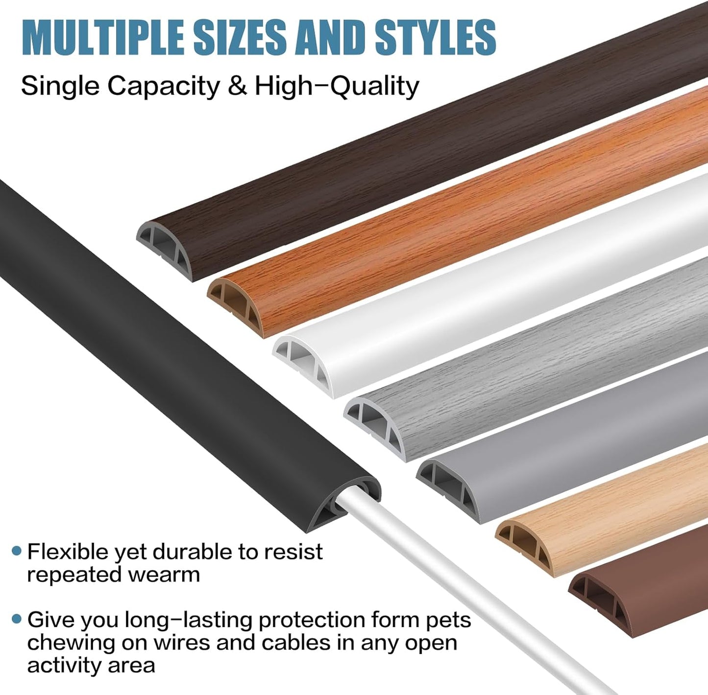 Floor Cord Covers for Wires 3.3FT Cable Hider Wire Coverr Self Adhesive Cord Hider Floor for Offices, Homes, Workshops, Warehouses Cable Cavity 0.51" W x 0.31" H
