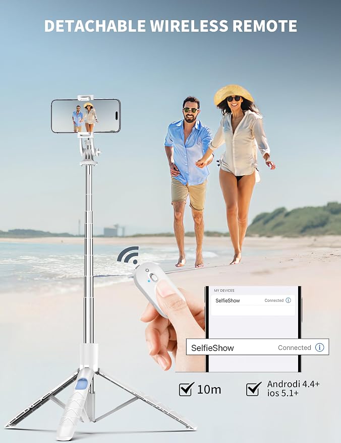 71" Cell Phone Selfie Stick Tripod, Smartphone Tripod Stand - Image 6