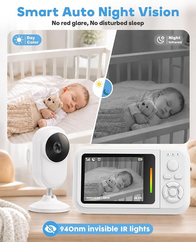 Baby Monitor with Camera and Audio, 2.8" Screen No WiFi Baby Monitor - Image 3