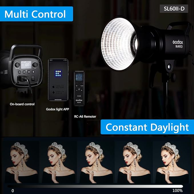 Godox SL60IID LED Video Light Kit, 70W x2 Daylight Continuous Lighting - Image 3