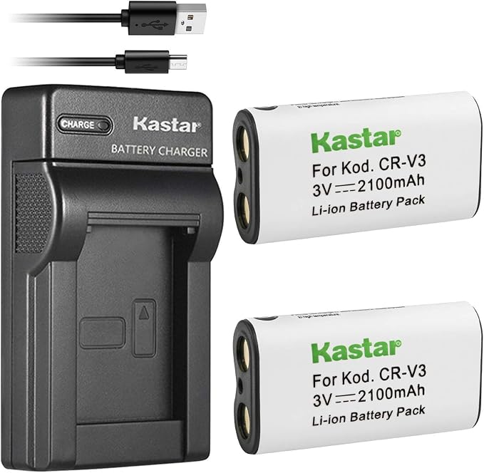Kastar Battery & Slim USB Charger forr CR-V3 LB-01 and Olympus C3000 D565 D-100 by Kastar