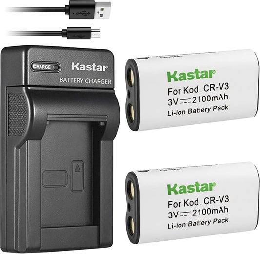 Kastar Battery & Slim USB Charger forr CR-V3 LB-01 and Olympus C3000 D565 D-100 by Kastar