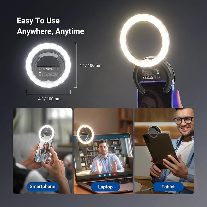 NEEWER Entry Level Version 4" Phone Selfie Ring Light Compatible - Image 4