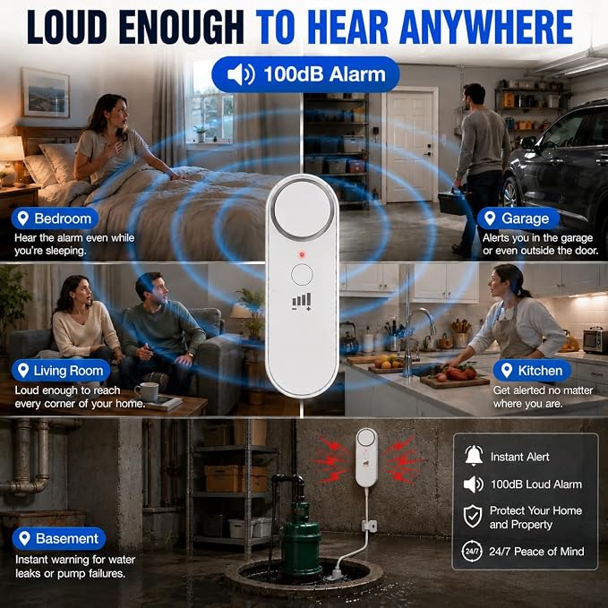 Daytech High / Low Water Level Sensor 100 dB Sump Pump Alarm, Water Level - Image 3