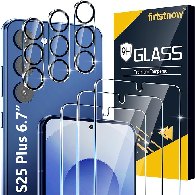 firtstnow 3 Pack for Samsung Galaxy S25 Plus Screen Protector Tempered Glass + by Unknown