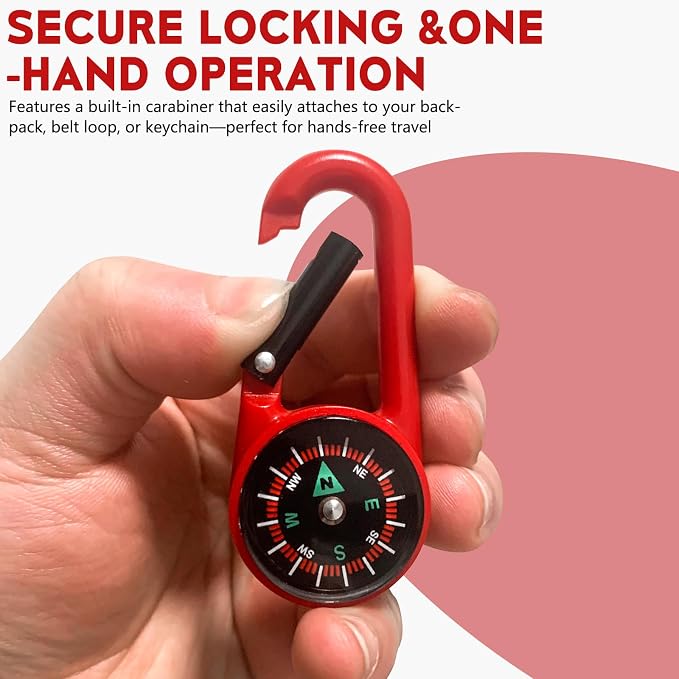 Carabiner Clip On Compass Keychain, Mini Pocket Compass - Image 3