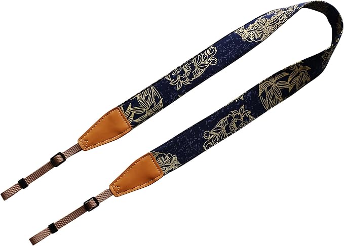 Original Design Personalized Adjustable Camera Strap Golden Flowers Line - Image 2
