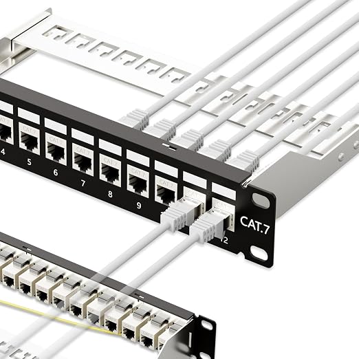 Iwillink 10Gbps Patch Panel 12 Port, RJ45 Through Coupler Cat7 Patch Panel STP by IWILLINK