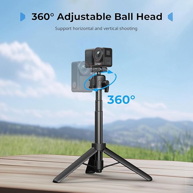 SmallRig Action Camera Selfie Stick Tripod, 7.8-21.6in Extendable, 360° Ball - Image 3