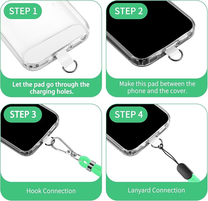 CACOE Phone Lanyard 2 Pcs-1 Pcs Adjustable Neck Strap, 2 Pads, Universal - Image 3