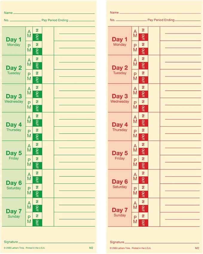 Lathem Weekly Time Cards, Double-Sided, - Image 3
