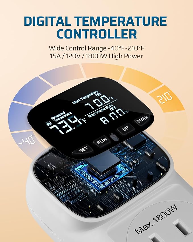 DEWENWILS Digital Temperature Controller, Heavy Duty 15A/1800W Thermostat - Image 3