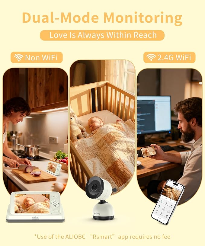 ALIOBC Baby Monitor with Camera and Audio WiFi & No-WiFi Modes AI Smart Baby - Image 2