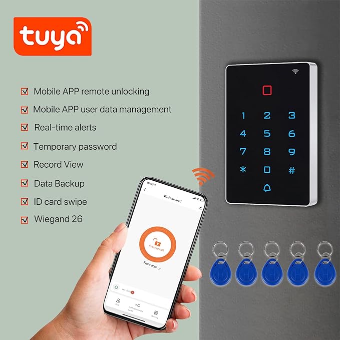 Wireless WiFi Access Control Keypad, Backlight Door Access Control System + - Image 2