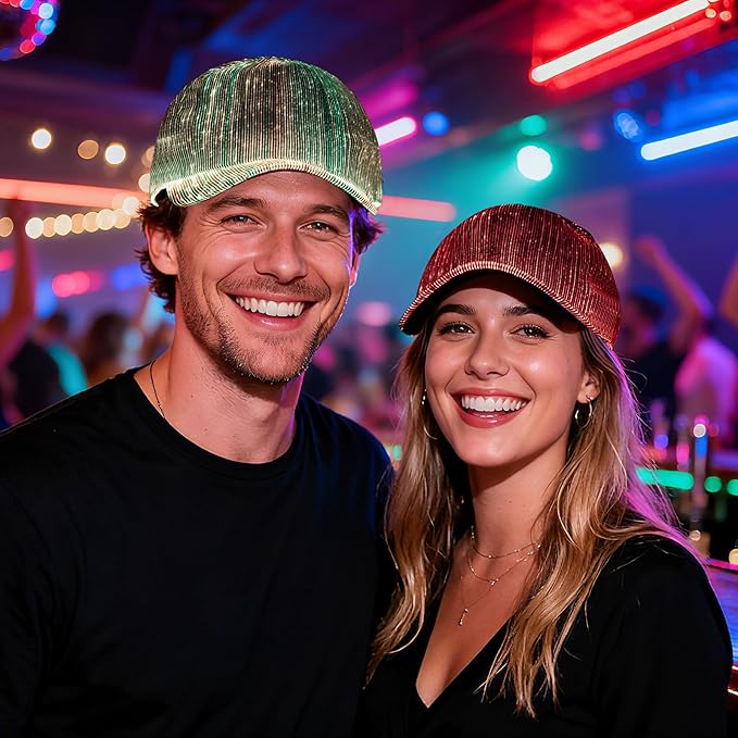 LIOVODE LED Hat, 7 Colors Baseball Cap Light Up Rave Hat Fiber Optic Luminous - Image 4