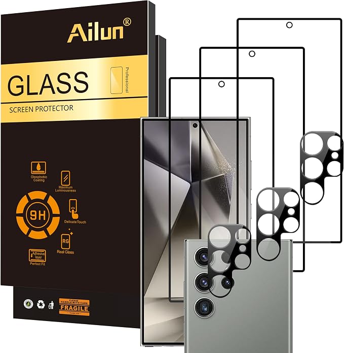 Ailun Glass Screen Protector for Galaxy S24 Ultra 3Pack + 3Pack Camera Lens by Ailun