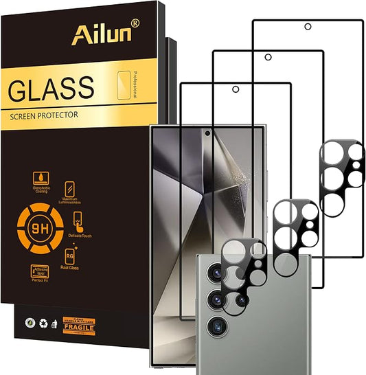 Ailun Glass Screen Protector for Galaxy S24 Ultra 3Pack + 3Pack Camera Lens by Ailun