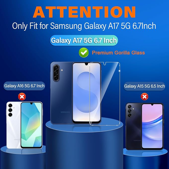 Pack Galaxy A17 5G Screen Protector, HD Clear Tempered Glass, Fingerprint Unlock - Image 2