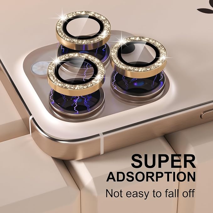 Misea Compatible for iPhone 16 Pro/iPhone 16 Pro Max Camera Lens Protector Bling - Image 6