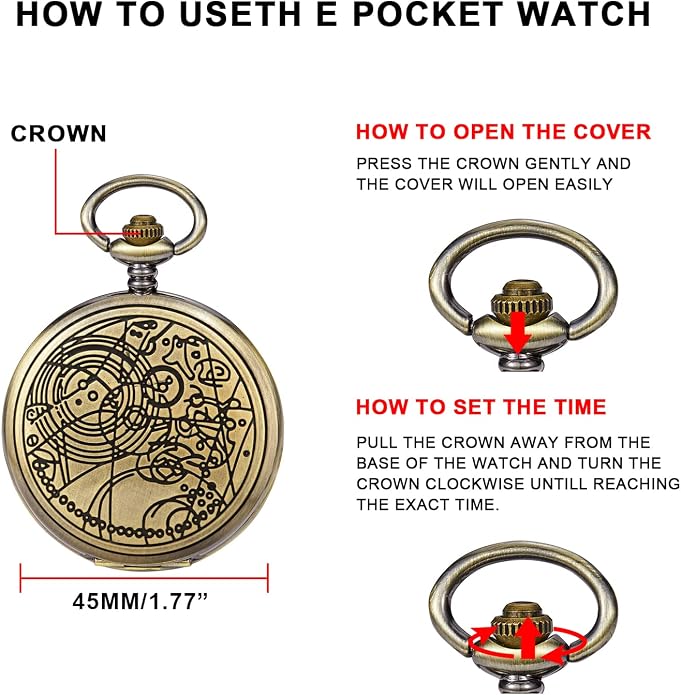 Men's Pocket Watch, Arabic Digital Dial Pocket Watches - Image 7