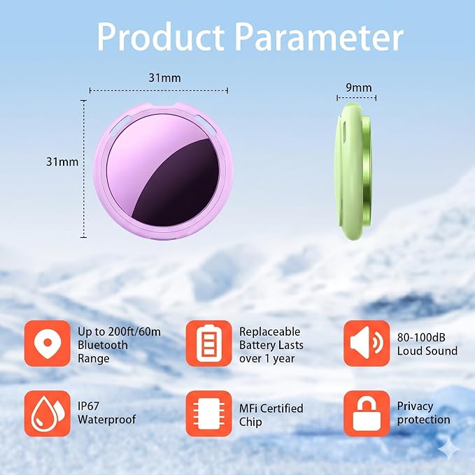2 Pack Tracker Tags Pair with Apple Find My Bluetooth Air Smart Tags Key Finder - Image 7