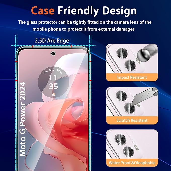Designed for Motorola Moto G Power 5G 2024 Tempered Glass Screen Protector + - Image 6