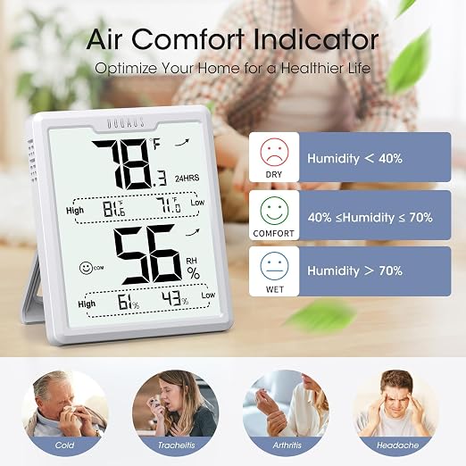 DOQAUS Digital Hygrometer Room Thermometer Indoor, Humidity Meter - Image 4