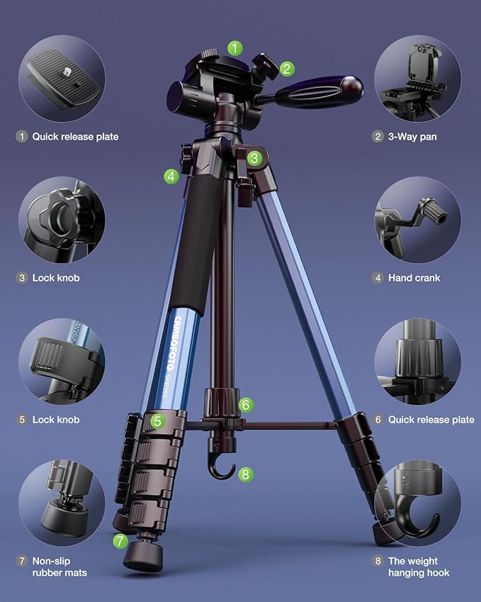 CAMBOFOTO 74"-Camera-Tripod, - Image 6