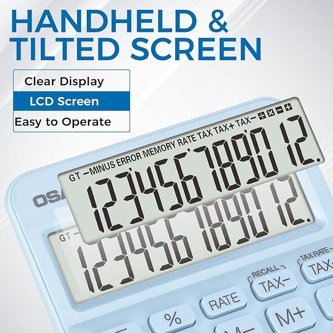 Pocket Small Size Desk Calculator, 12 Digit Large LCD Display, Basic Tax - Image 4