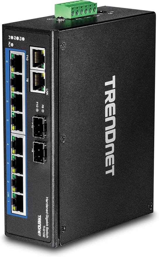 TRENDnet 10-Port Hardened Industrial Gigabit DIN-Rail Switch, 20Gbps Switching by TRENDnet