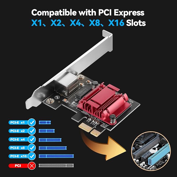 5Gbps PCIe Network Adapter, RTL8126 Chip Multi-Gigabit Ethernet Card PCIe 3.1 X1 - Image 3