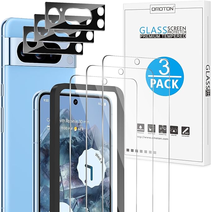 OMOTON for Pixel 8 Pro Screen Protector, 3 Pack for Pixel 8 Pro Tempered Glass by OMOTON