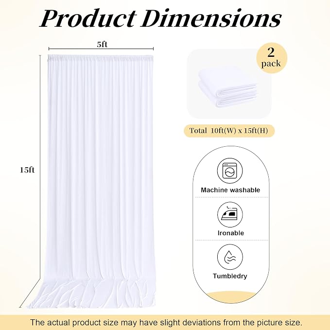 10ft x 15ft White Backdrop Curtains - Image 8